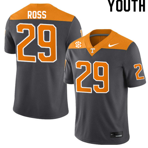 Youth #29 Jordan Ross Tennessee Volunteers College Football Jerseys Stitched-Anthracite